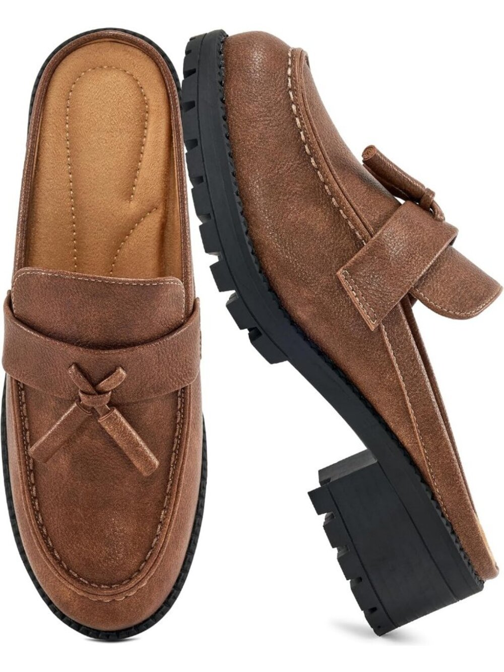 Chic Backless Closed Toe Mules for Women - Slip-On Platform Chunky Heel Loafers